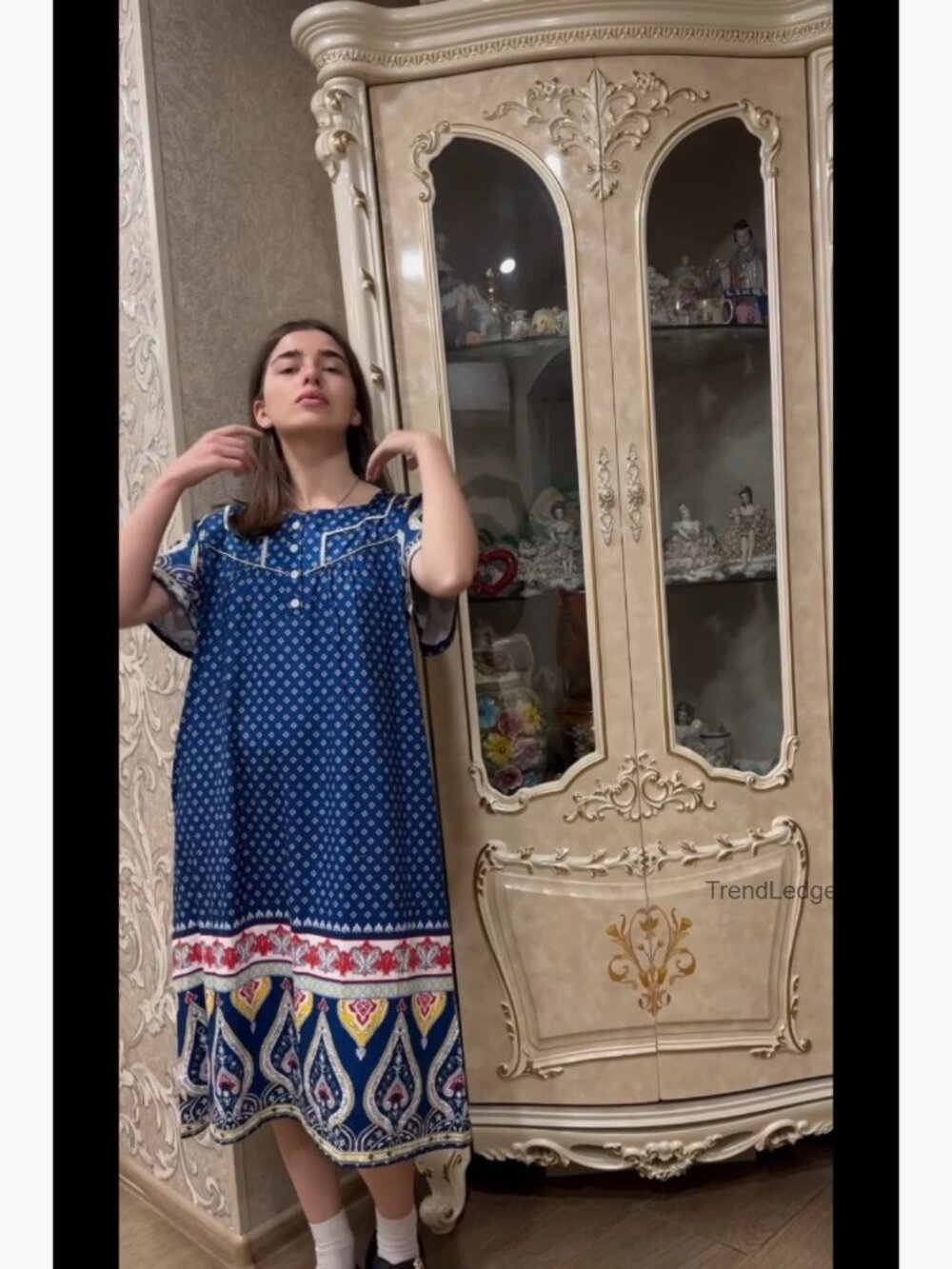 Women's House Dress with Pockets Short Sleeve Nightgown Lounge Dress - Picture 7 of 7